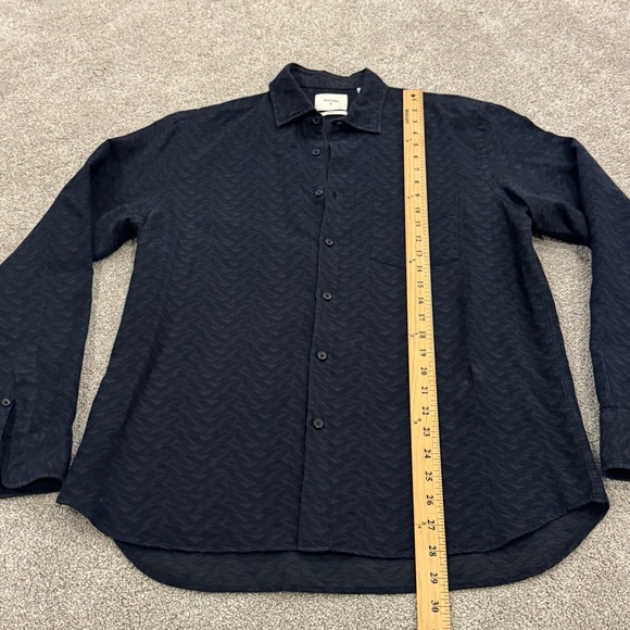 Billy Reid Standard Fit Mens Navy Blue Textured Cotton Dress Shirt Size Medium - Picture 4 of 6